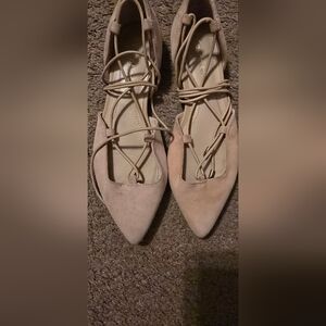 Calvin Klein Tan Lace-Up Flats